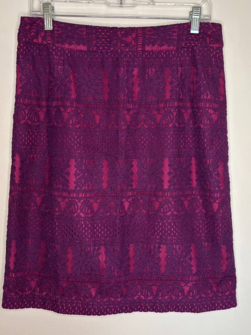 COLDWATER CREEK Pencil Skirt Womens 10 Pink Purple Lace Midi Office Professional